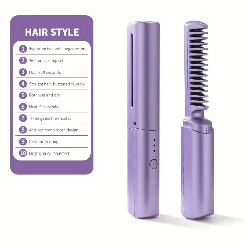 Cordless Heated Hair Straightening Comb