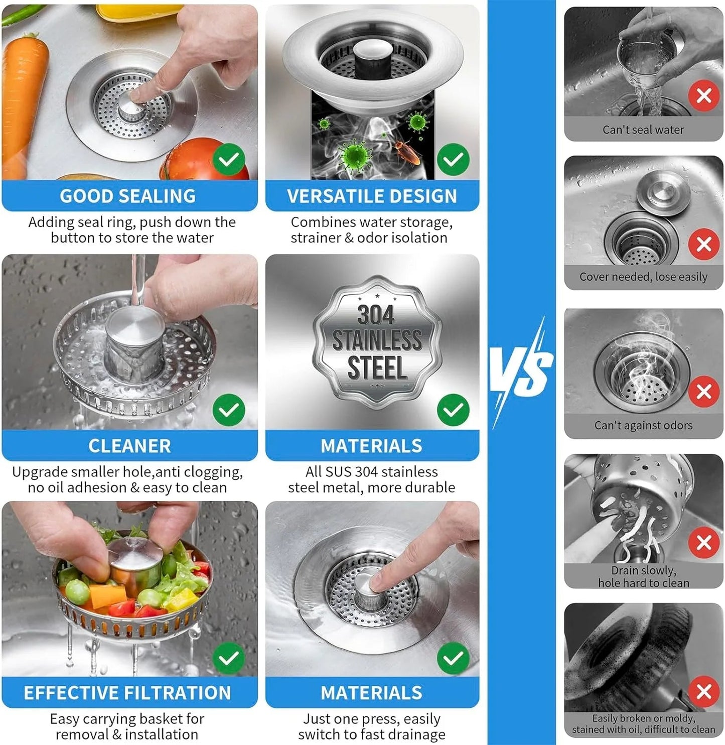 Durable Metal Drain Sink Filter