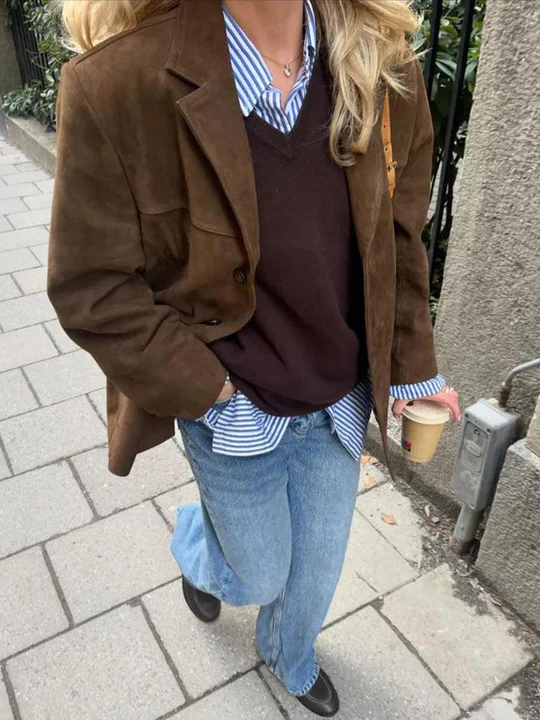Classic Tan Leather Blazer