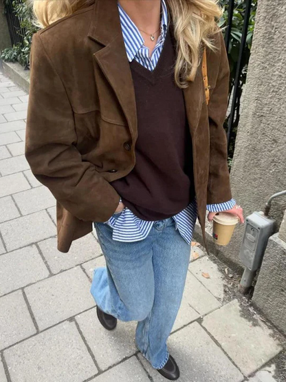 Classic Tan Leather Blazer