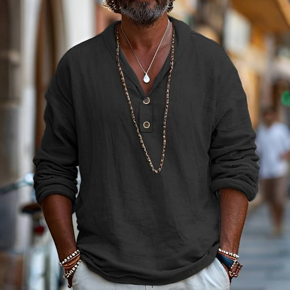 Relaxed Fit Cotton Popover Shirt - Hehif