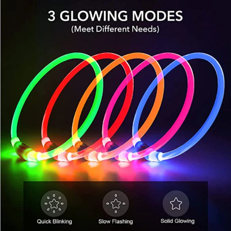 Glowing USB Dog Collar, Rechargeable LED Pet Necklace