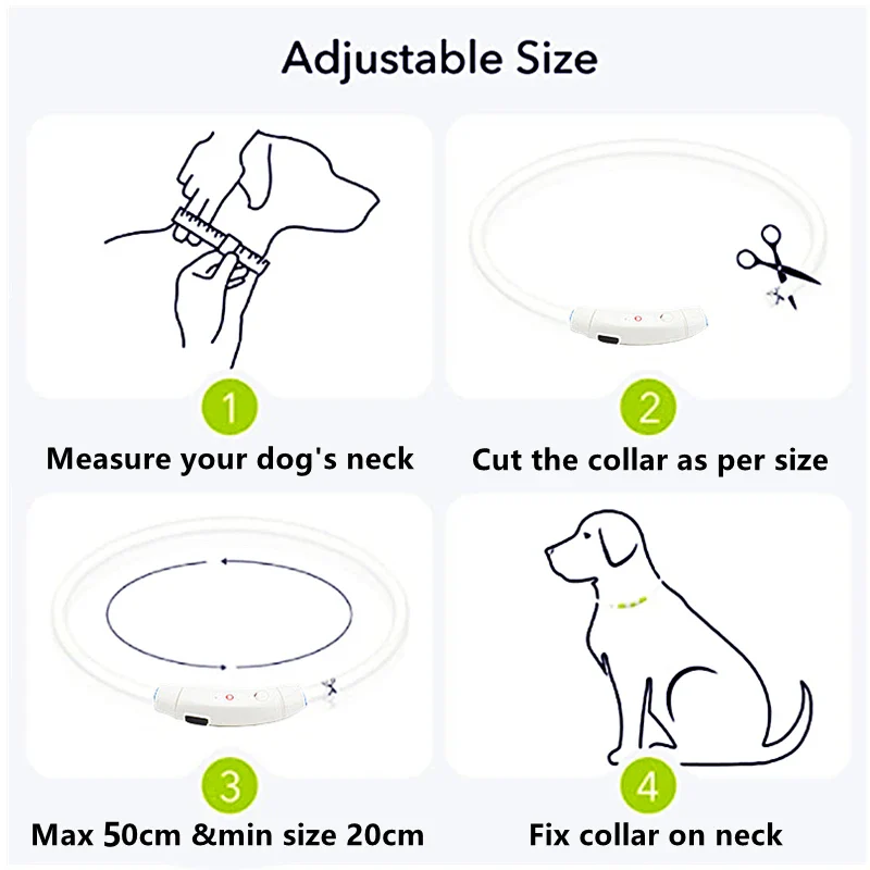 Glowing USB Dog Collar, Rechargeable LED Pet Necklace