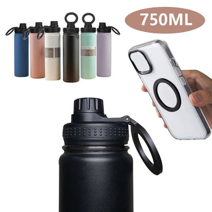 Thermal Stainless Steel Water Bottle with Phone Pocket