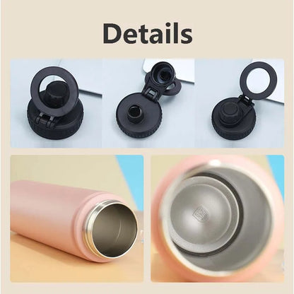 Thermal Stainless Steel Water Bottle with Phone Pocket