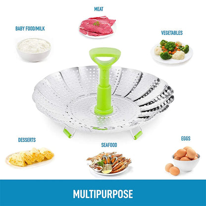 Compact Stainless Steel Vegetable Steamer Basket