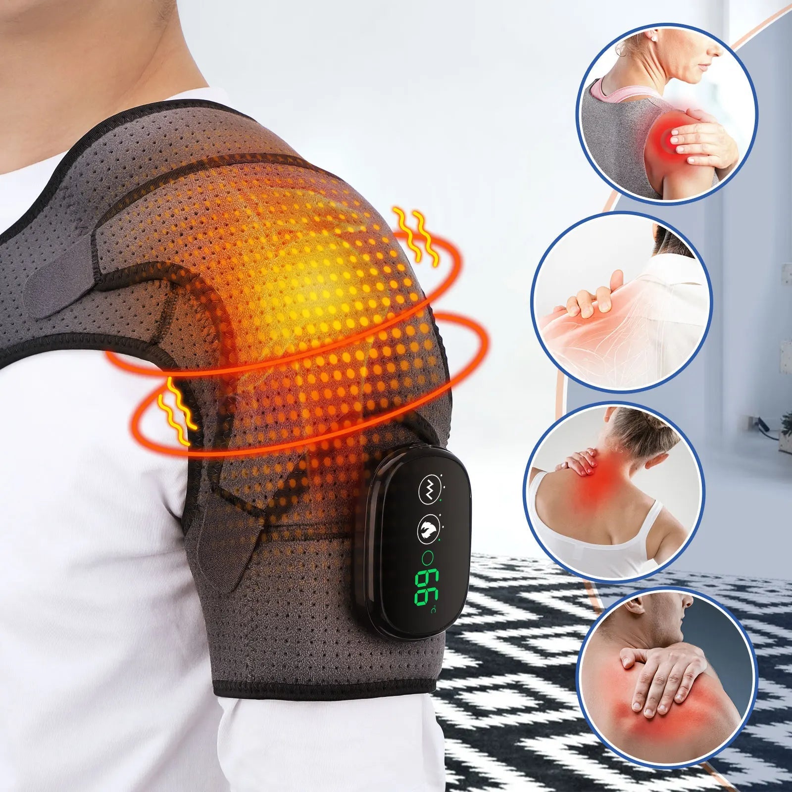 Relaxing Heat and Vibration Shoulder Massager - Hehif