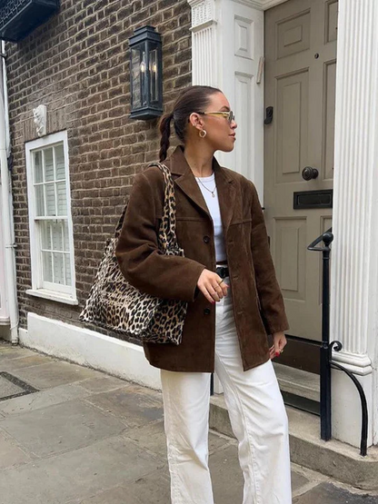 Classic Tan Leather Blazer