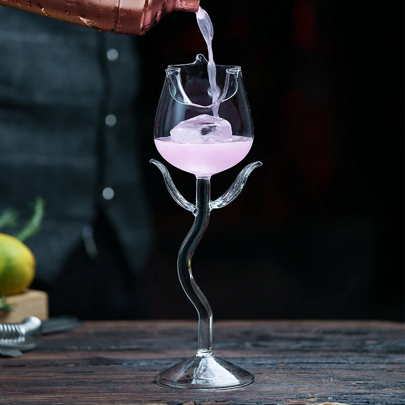 Pair of Elegant Flower Wine Glasses