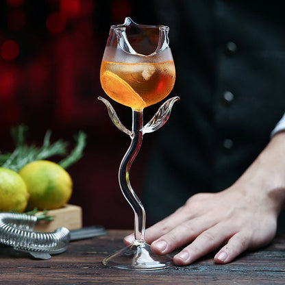 Pair of Elegant Flower Wine Glasses