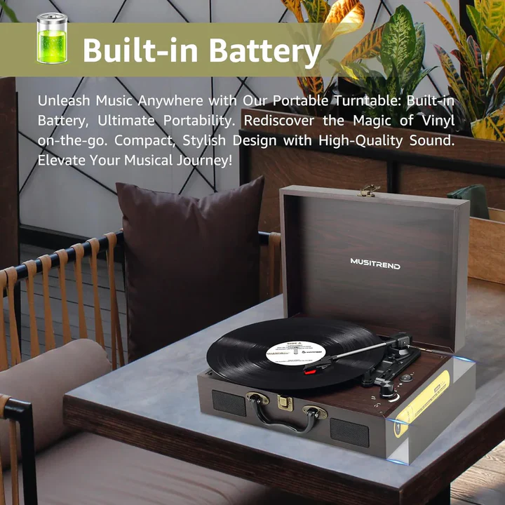 Retro Style Portable Vinyl Record Player