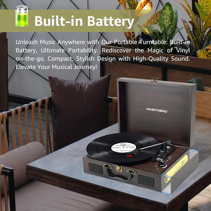 Retro Style Portable Vinyl Record Player