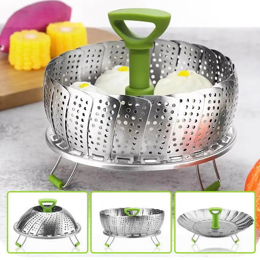 Compact Stainless Steel Vegetable Steamer Basket - Hehif