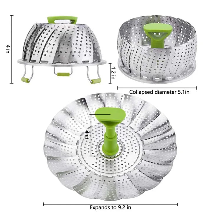 Compact Stainless Steel Vegetable Steamer Basket