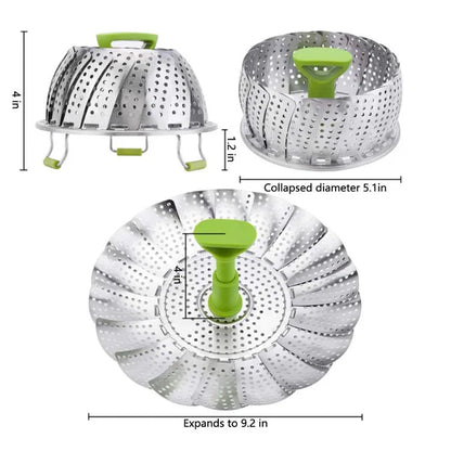 Compact Stainless Steel Vegetable Steamer Basket
