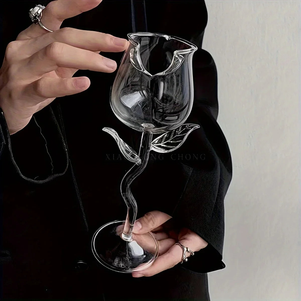 Pair of Elegant Flower Wine Glasses