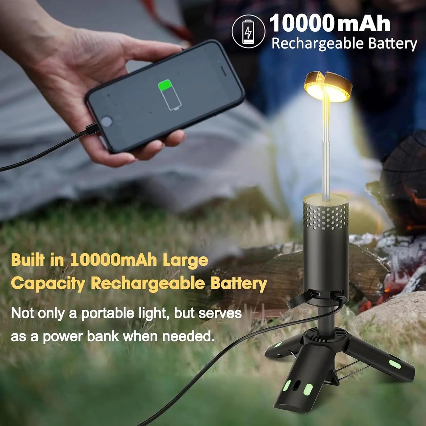 Portable 10000mAh Outdoor LED Lantern with Stand