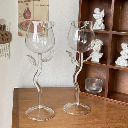 Pair of Elegant Flower Wine Glasses
