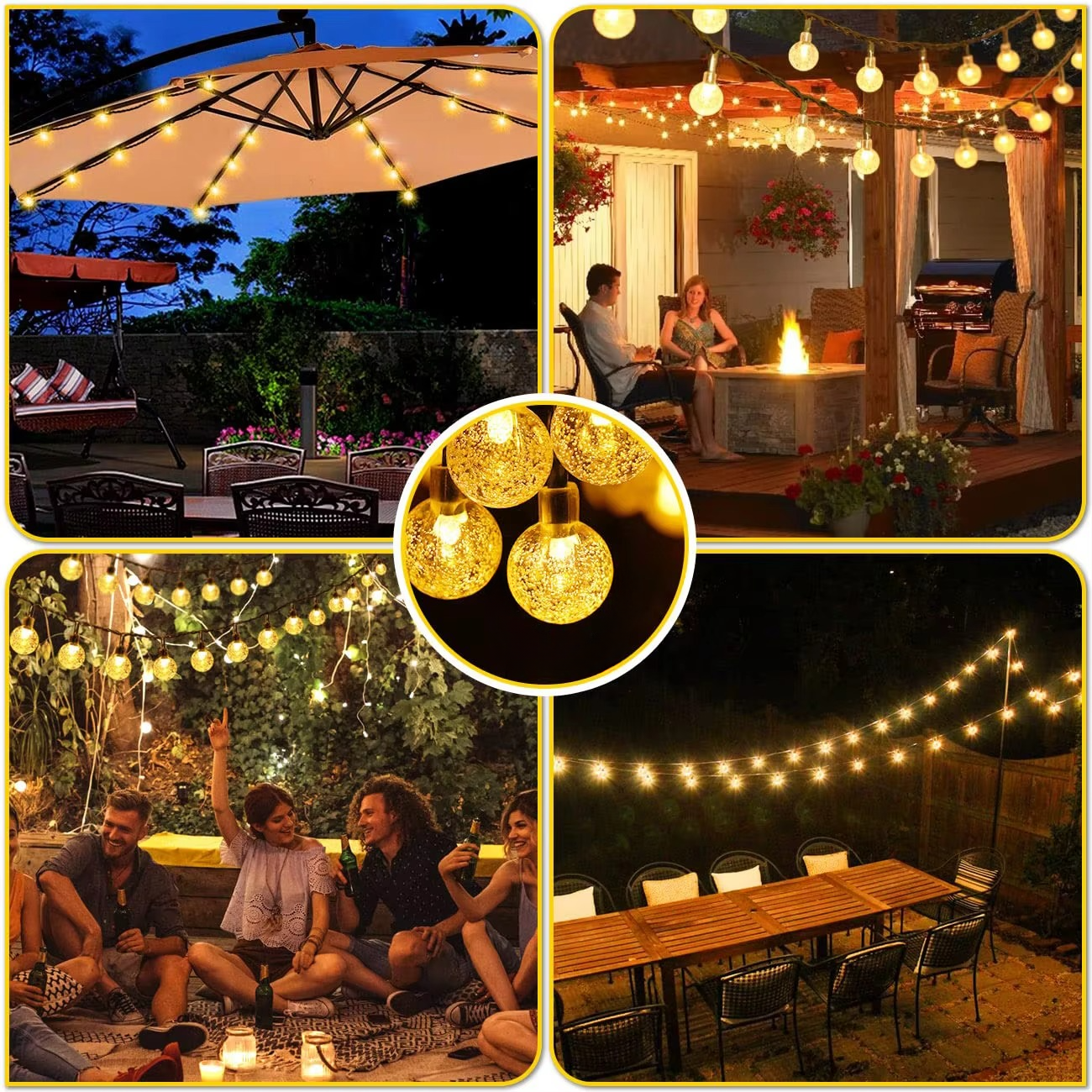 Outdoor Solar String Lights with 200 Warm White LED Bulbs