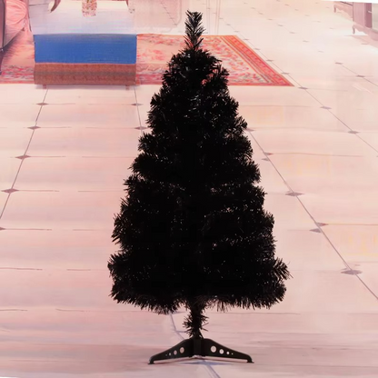 Compact 3ft Black Red Artificial Xmas Tree for Home - Hehif