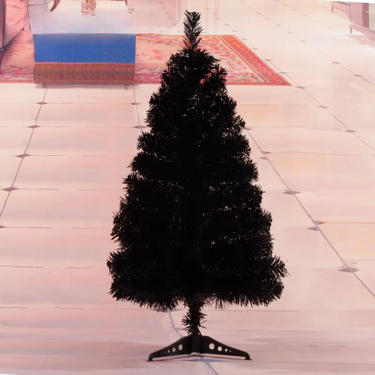 Compact 3ft Black Red Artificial Xmas Tree for Home - Hehif