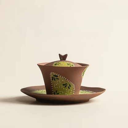 Colorful Floral Ceramic Gaiwan Tea Set