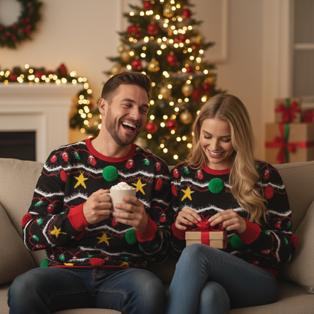 Comfy Oversized Funny Xmas Sweater Relaxed Fit Knit