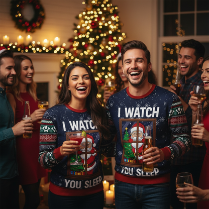 Humorous Beer Xmas Sweater Long Sleeve Funny Print