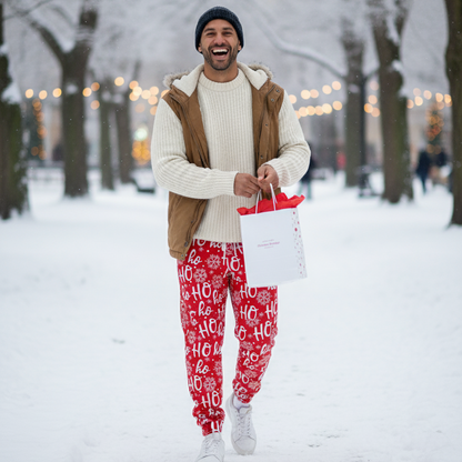 Festive Holiday Red Plaid Christmas Trousers for Men