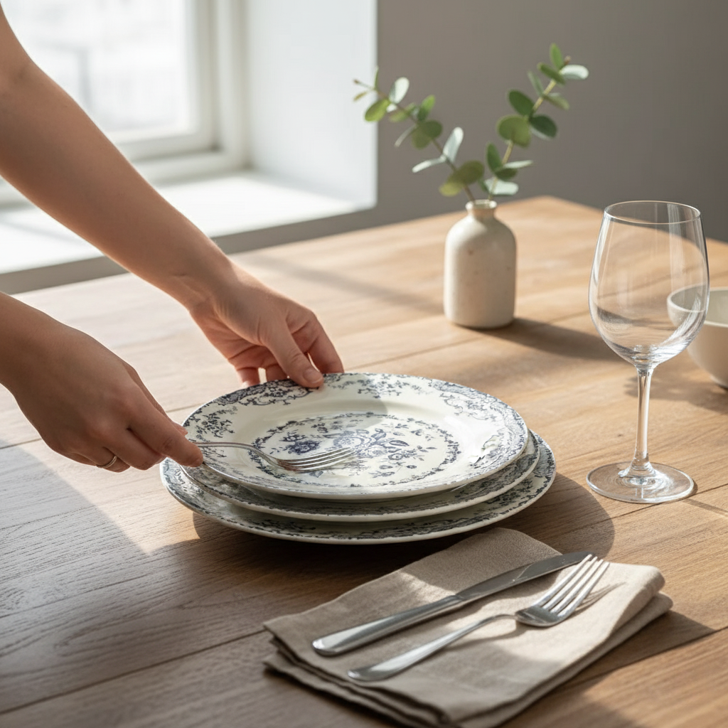 Vintage Scandinavian Floral Design Dinner Plates Set