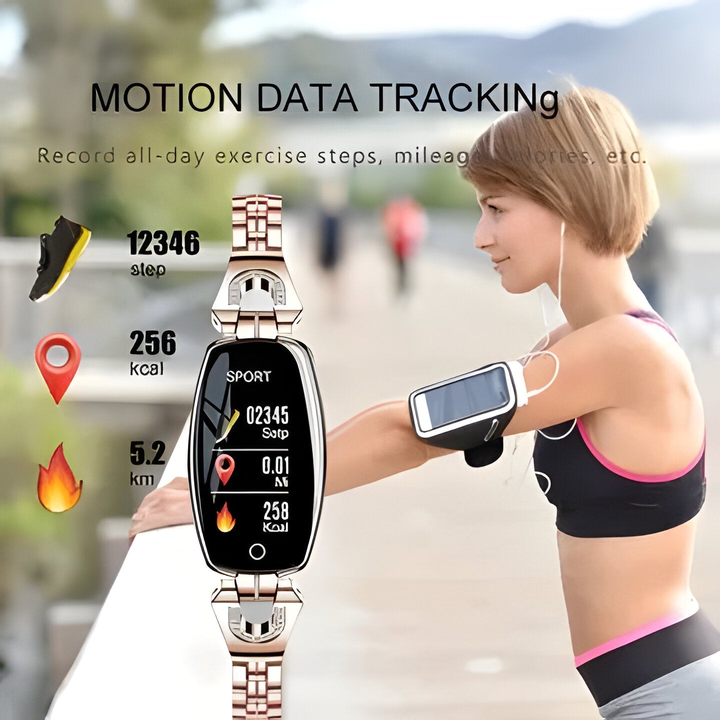 Water Resistant Sports Watch with Heart Rate Tracker for Women