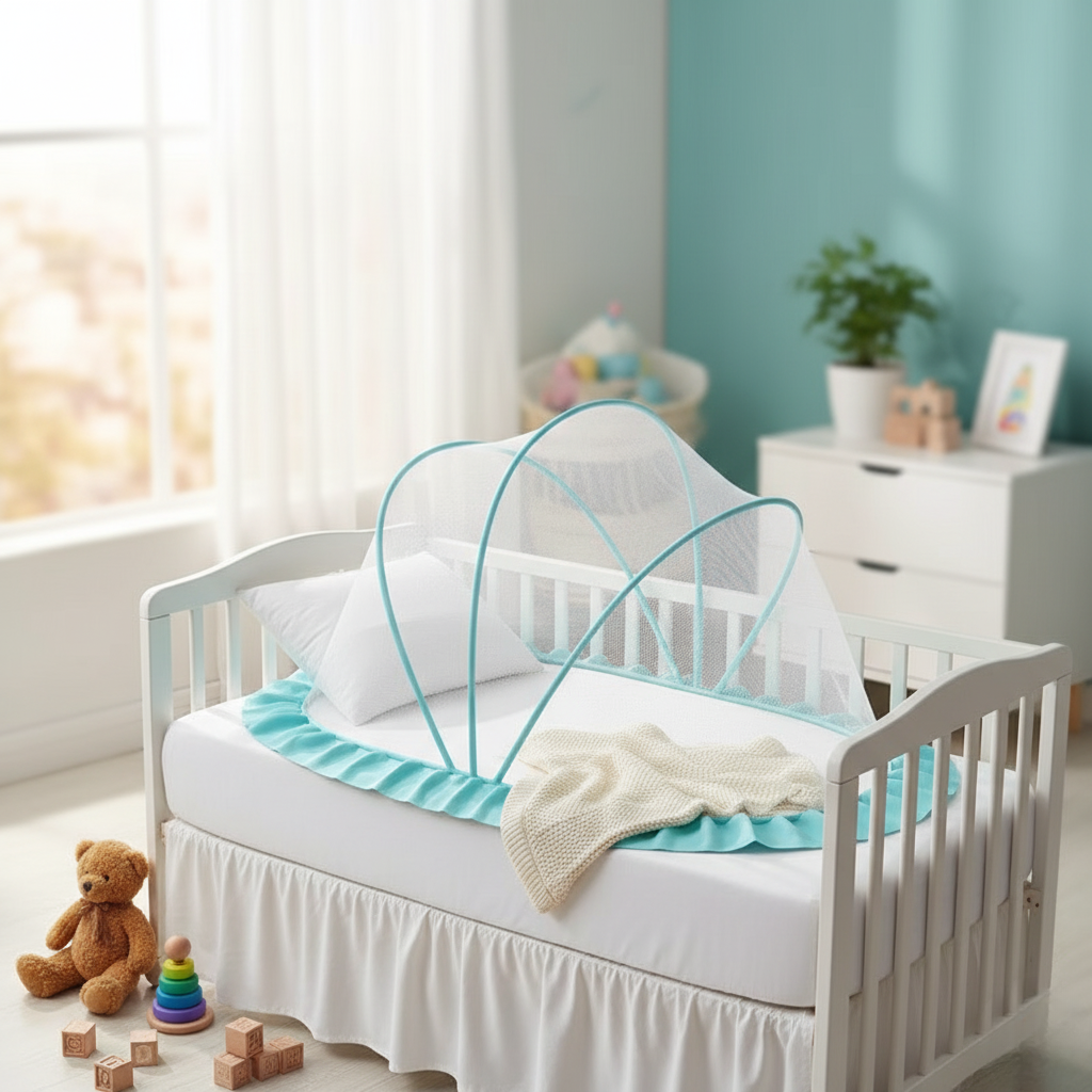 Portable Baby Bed with Canopy and Comfortable Mattress Set - Hehif