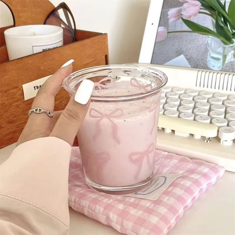 Delicate Rose Colored Glass Mug with Handle