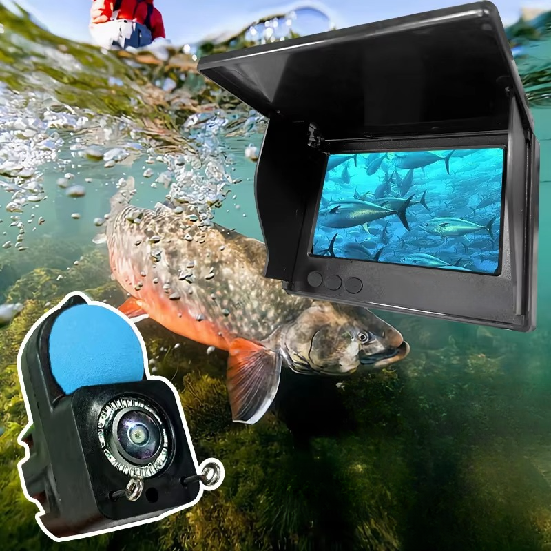 Compact 1080P Waterproof Fish Finder Camera with 4.3 LCD Night Vision - Hehif