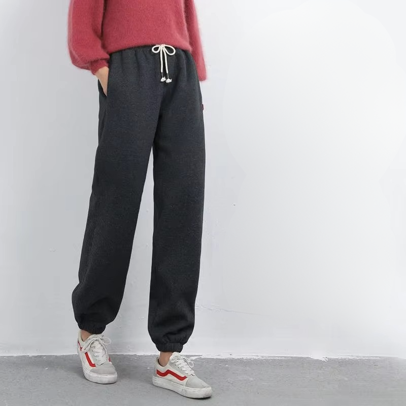 Warm High Waisted Joggers with Elastic Drawstring