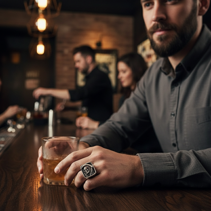 Edgy Skull Men's Ring, Stainless Steel Biker Jewelry