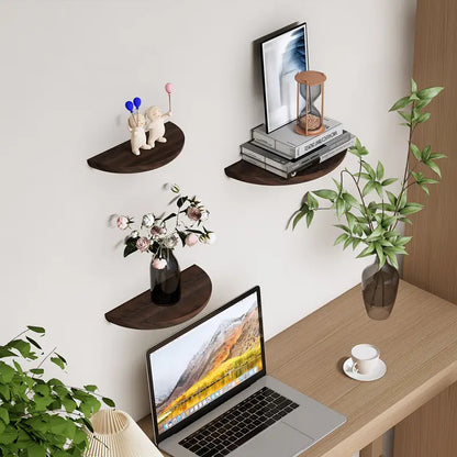 Curved Wood Wall Shelf - Sleek Floating Storage