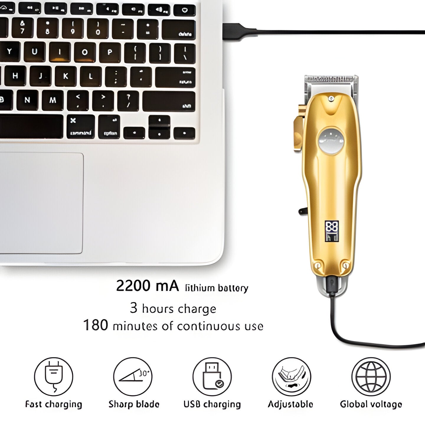 Premium Men's Cordless Gold Hair Trimmers Set