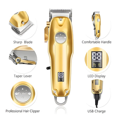 Premium Men's Cordless Gold Hair Trimmers Set