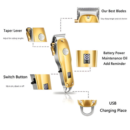 Premium Men's Cordless Gold Hair Trimmers Set