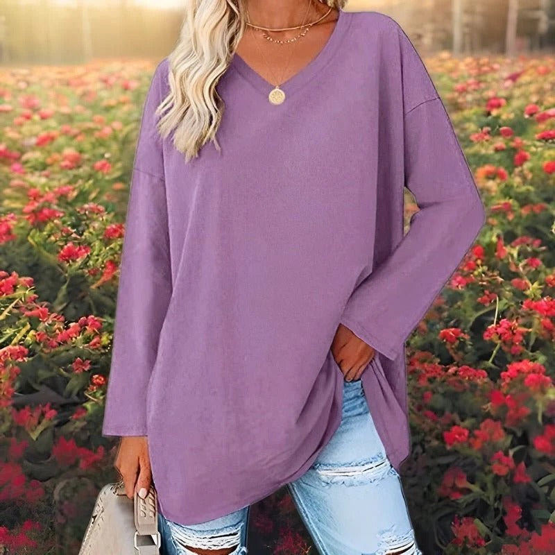 Stylish V-Neck Long Sleeve Casual Shirt