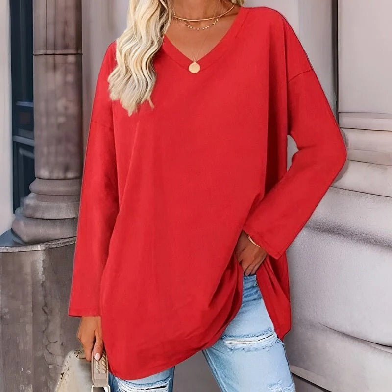 Stylish V-Neck Long Sleeve Casual Shirt