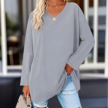 Stylish V-Neck Long Sleeve Casual Shirt