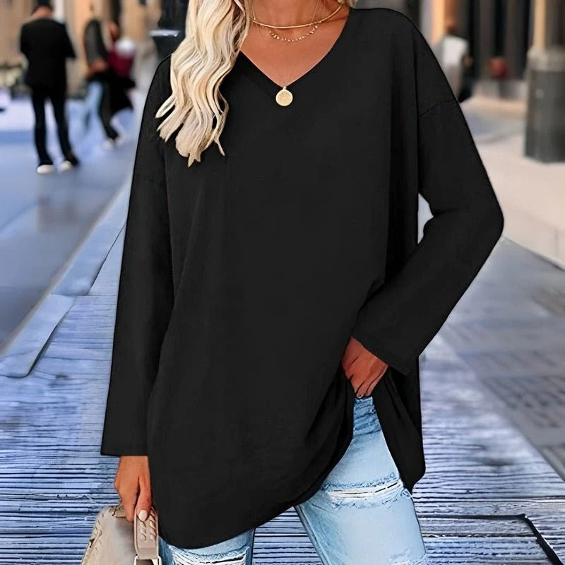 Stylish V-Neck Long Sleeve Casual Shirt - Hehif