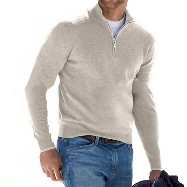 Warm Zip Neck Merino Wool Sweater