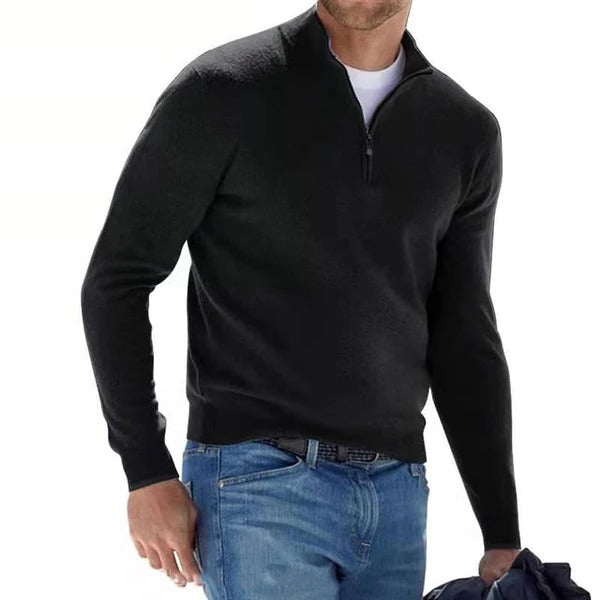 Warm Zip Neck Merino Wool Sweater