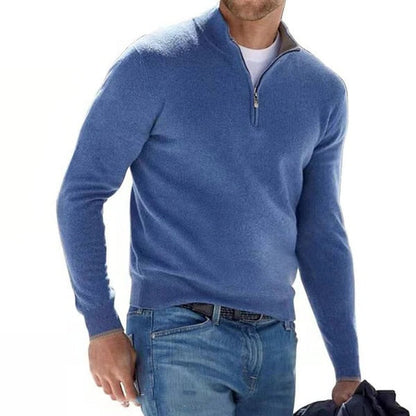 Warm Zip Neck Merino Wool Sweater