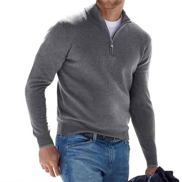 Warm Zip Neck Merino Wool Sweater