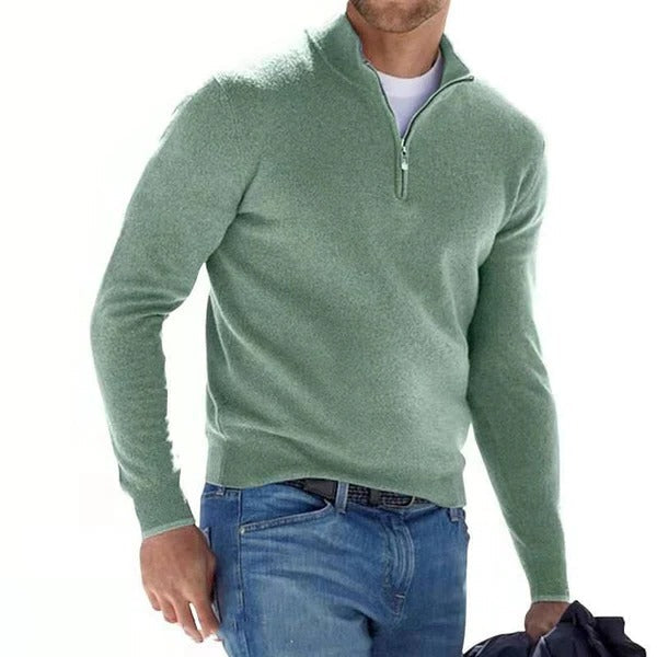 Warm Zip Neck Merino Wool Sweater