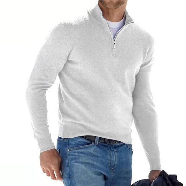 Warm Zip Neck Merino Wool Sweater